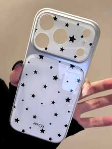 Y2K Cute Star Full Screen Jelly Phone Case Compatible With IPhone 17 Pro Max, 17 Pro, 16 Pro Max, 15 Pro, 16 Glossy Soft Shell - Black and White Stars - View 4