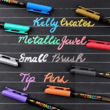 12pcs Metallic Watercolor Pens, Suitable For Painting And Graffiti, Quick-Drying Vivid Colors, Ideal For DIY Photo Album, Black Card, Collage, Crafts, Ceramic, Stone, Glass, Birthday, Christmas, Valentine's Day, New Year Gifts, And Easter Gifts! - 12pcs (12 Colors) - View 3