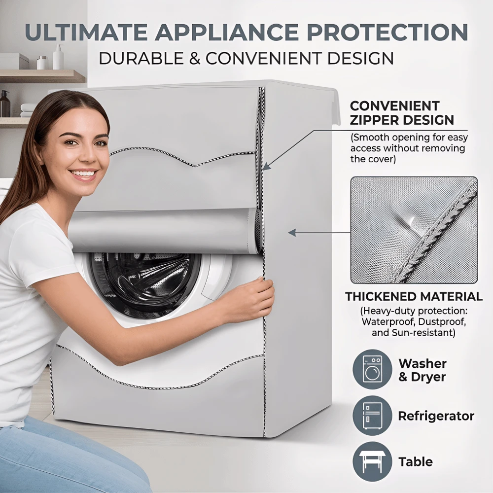 Silver Coated Oxford Cloth Washing Machine Cover, Dust Proof Protective Case Suitable For Top Load Washer And Tumble Dryer - Multicolor - View 1