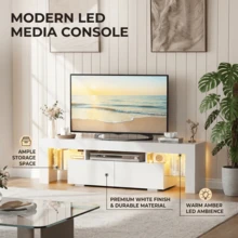 Modern TV Stand With LED Lights Wood Entertainment Center With Storage Drawers And Shelves Fits TVs Up To 70 Inch For Living Room - Xem 5