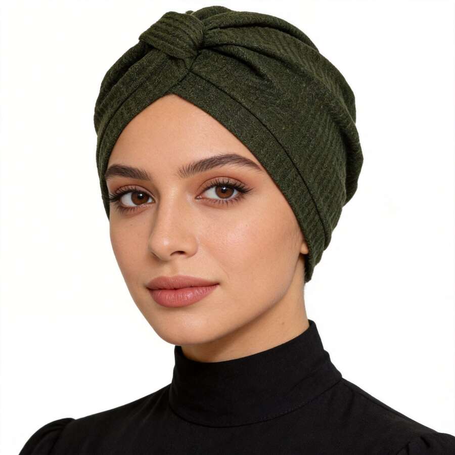 1pc Women's Muslim Hijab, Fashionable Thick Hat, Convenient For Malaysian Home Wear, Versatile Design - Waffle Hat In Multiple Colors - View 1