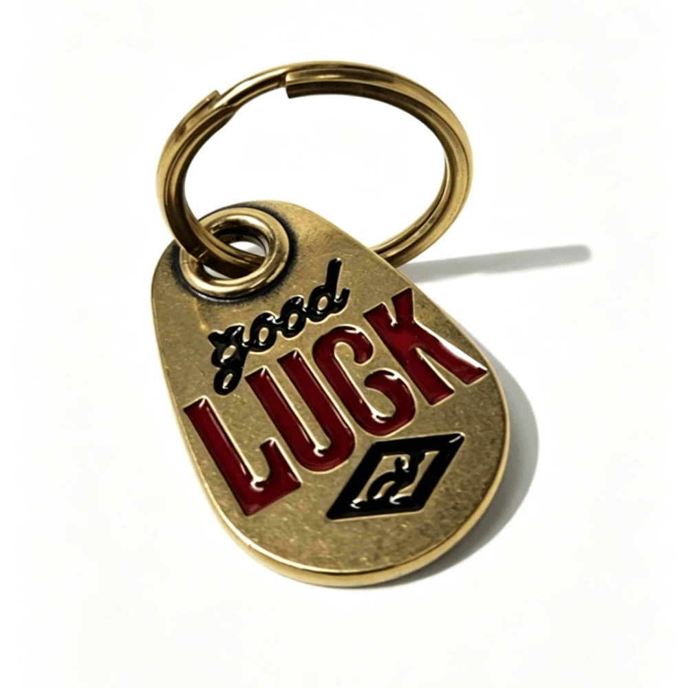 黄铜幸运符钥匙扣，欧美风格汽车钥匙链吊坠，女士配饰，朋友生日礼物，包包挂饰 - 彩色 - 查看 1