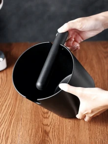 1pc Shock-Proof Coffee Grounds Collector Box, Suitable For Barista Coffee Grinding, Anti-Slip Coffee Grounds Dumping Bucket, Coffee Accessories, Student Supplies, Back To School Season - Black - View 3