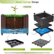 LEO IRIS Garden Planting Box With Drainage System And Drainage Holes, Traditional Black Woven Plastic Container, Suitable For Balconies, Outdoor Gardening, Vegetables, Flowers, Lawns, With A Sturdy And Lightweight Structure. - 兩個 - 查看 5