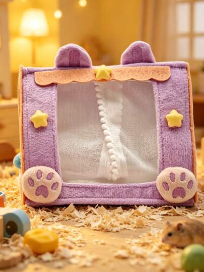 Lều dễ thương cho chuột Hamster - Nơi ẩn náu kín đáo bằng vải nhung mềm mại cho thú cưng - Tổ ấm áp và thoải mái cho chuột Hamster - Có hình dấu chân ngôi sao và giường ngủ thoáng khí cho thú cưng nhỏ - Thích hợp cho chuột Hamster lùn - Trang trí trong nhà mùa đông chất lượng cao