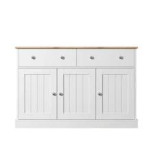 Sideboard, Living Room Furniture With Engraved Texture, Ample Storage Space. - White - View 10