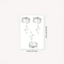 Bộ 6 miếng/1 hộp - Hình xăm dán tạm thời Worthy Black Book & Stars - Hình xăm nghệ thuật hình chữ nhật với điểm nhấn ngôi sao lấp lánh [Hình xăm sống động, chống thấm nước, giữ được 1-2 tuần] [Mặt, tay, chân] [Lễ hội âm nhạc] [Trang điểm dự tiệc] - màu đen - Xem 4