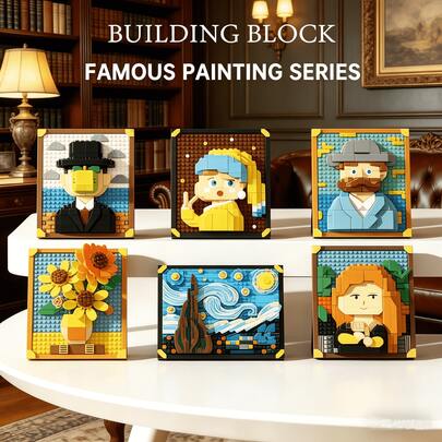 360+ قطع لعبة تركيب بازل ديكور مكتبي، كتل بناء مصغرة مشهورة عالميًا، ألعاب كتل بناء مجمعة، هدايا مثالية لهواة كتل البناء، هدايا عيد الهالوين، هدايا عيد الميلاد، ديكورات مكتبية منزلية، هدايا المناسبات، مجموعات كتل بناء STEM، عباد الشمس، ليلة نجمية، تحت برج إيفل، "ولادة الرجال"، "الفتاة ذات الأقراط اللؤلؤية"، سلسلة لوحات بورتريه للرجال مجموعات كتل بناء مجمعة