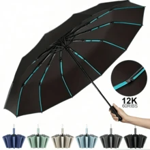 Large 12 Bones 106CM Automatic Folding Umbrella Windproof Strong Sun UV UPF50+ Protection For Men And Women Travel Rain Umbrella,1PC - Automatic - View 7