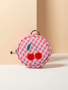 Cute Versatile Minimalist Cherry Coin Purse, Fashionable Small Item Storage Pouch, Card Holder, Key Holder, Earphone Case, Bag Charm - Pink - View 7
