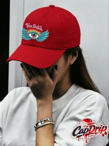 Red 1pc Unisex Von-Dutchs Print Baseball Cap, Sun Hat, Curved Brim, Dad Cap. Suitable For Daily Use And Outdoor Activities. Outdoor Adjustable Sun Cap. Spring-Summer Travel, Tourism, Beach Vacation Hat. - Đỏ - Xem 4