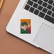 Van Gogh Style Cat Self-Portrait, Using The Soft And Cute Feeling Of Cats To Dissolve The Seriousness, Creative To The Max, Waterproof Vinyl Sticker - Durable Smooth Surface, Self-Adhesive Bumper Sticker, Suitable For Cars, Windows, Laptops, Trucks, Water Bottles - Multi-Functional Durable Design, Car Sticker - Vinyl - View 5