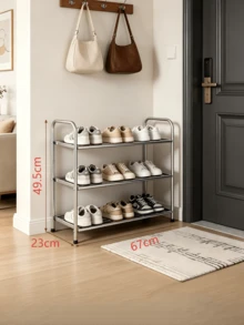 Ahorra Espacio Zapatero Metálico de 3 Niveles Fácil de Montar Estantería de Zapatos de Acero Inoxidable para Hogar Pequeño Organizador de Calzado para Entrada Dormitorio Armario Zapatero Organizador de Hogar - Plateado - Ver 4
