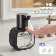 Black Foaming Touchless Automatic Soap Dispenser – 500ml Hand Soap Dispenser, Wall-Mountable & Countertop, USB Rechargeable, Adjustable Foam Volume, Waterproof, Perfect For Home, Small Offices, Kids & Pet Care, Stylish Daily Use & Gift Option - Black Foam - View 1