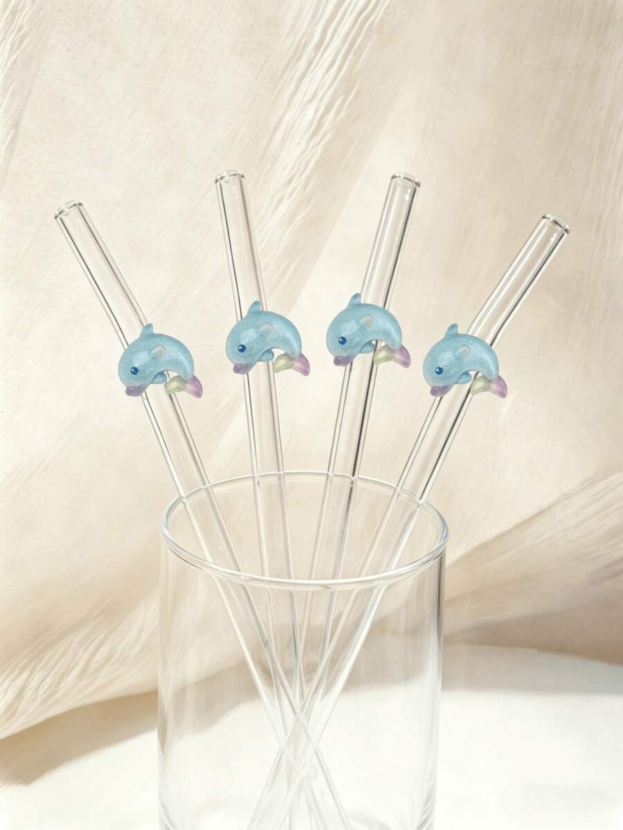 1 chiếc ống hút thủy tinh hình cá heo dễ thương, có thể tái sử dụng, ống hút cong trong suốt, thích hợp cho sinh tố, trà, bia, cặp đôi/bạn bè, phụ kiện nhà bếp đẹp mắt, quà tặng sinh nhật, Giáng sinh, gia đình, quán bar, quán cà phê, đồ dùng tiệc tùng.
