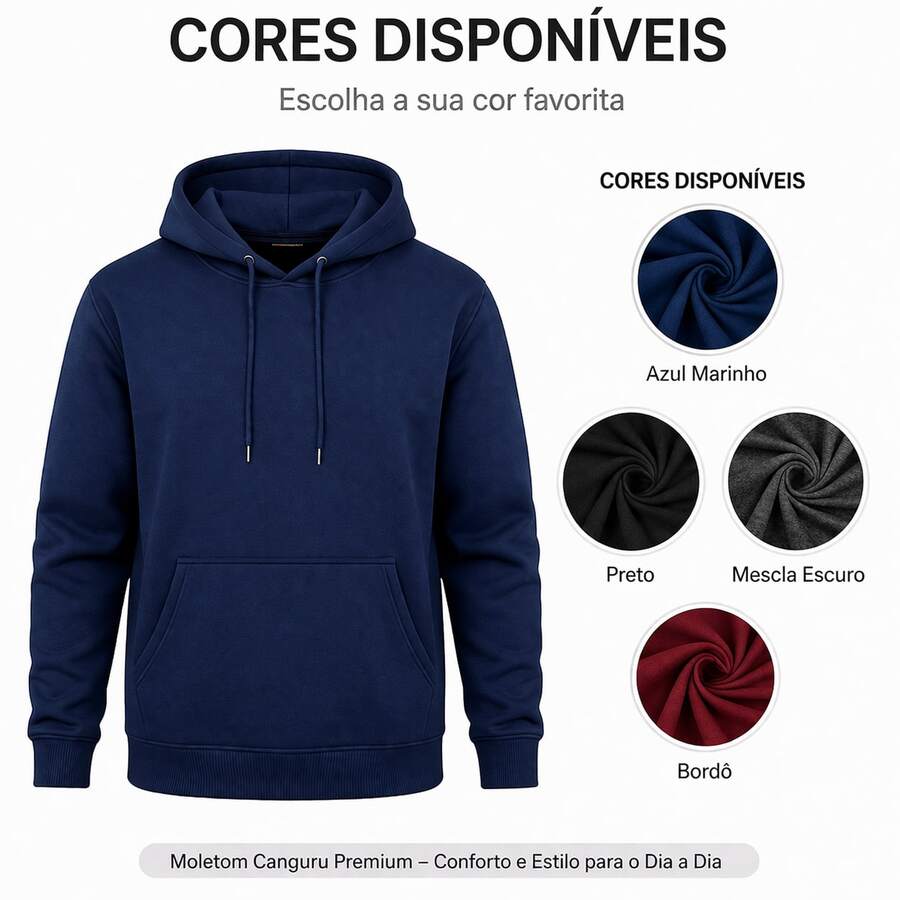 Men's Basic Fleece Hoodie - Màu xanh hải quân - Xem 1
