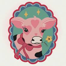 Pink Heart Cow, Suitable For People Who Like Cute Style, Farm Animals, Sweet Design, Waterproof Vinyl Sticker - Durable Smooth Surface, Self-Adhesive Bumper Sticker, Suitable For Cars, Windows, Laptops, Trucks, Water Bottles - Multi-Purpose Durable Design, Car Sticker - Vinyl - View 2
