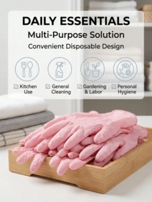 一次性丁腈手套，耐用家用清洁手套，不含乳胶，防水防静电，多用途手套，适用于家庭清洁、厨房、浴室、家用物品清洁（无包装盒） - 彩色 - 查看 11