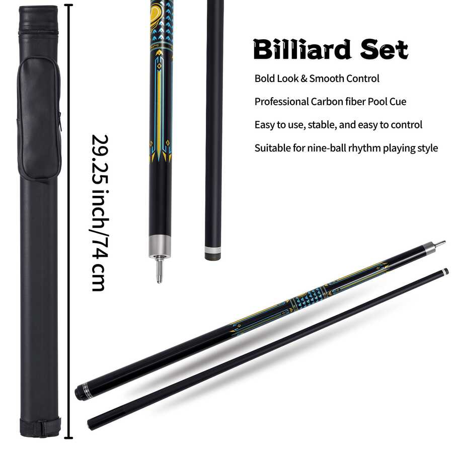 Cơ bida chuyên nghiệp đầu cơ 12.5mm, dài 57.48 inch, nặng 19oz, làm bằng sợi carbon, kèm hộp đựng, cơ bida khớp nối 1/2, thích hợp cho bida, snooker, 9 bi, món quà lý tưởng cho người đam mê bida. - Nhiều màu - Xem 1