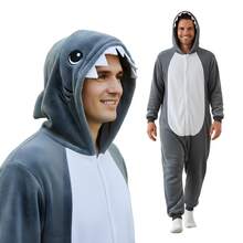 nerd hunters Vuxen Kigurumi Pyjamas Plysch unisex Cosplay kostym Animal Shark Sharkki - Grå - Visa 3