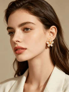 10 Pairs 304 Stainless Steel Enamel Heart Flower Bow Earrings Set, Colorful Non-Fading Gold Plated Earrings, Fashion Jewelry Gift - Multicolor - View 2