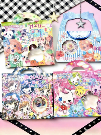 高品质3D立体可爱贴纸，闪亮浮雕装饰，日系动漫卡通风格，水晶浮雕宝石钻石贴纸，质地厚实，造型精致立体；自粘可重复使用防水闪光贴纸，卷装压缩糖果闪光贴纸，混色设计，不对称造型，质感丰富；可爱猫咪图案积木贴纸，适用于手机壳、铅笔盒、信封、礼品盒等。