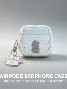 Ốp lưng Apple Air họa tiết chấm bi hình cún con màu trắng kem, chất liệu mềm mại, kèm mặt dây chuyền hình ngôi nhà cún con, phù hợp với Apple Air Pro/Pro2/Pro3 và hộp đựng tai nghe thế hệ thứ 4. - Nhiều màu - Xem 2