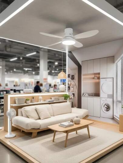 Ventilador de Techo con Lámpara LED y Control Remoto 40W - Iluminación y Aire Ajustable para Dormitorio
