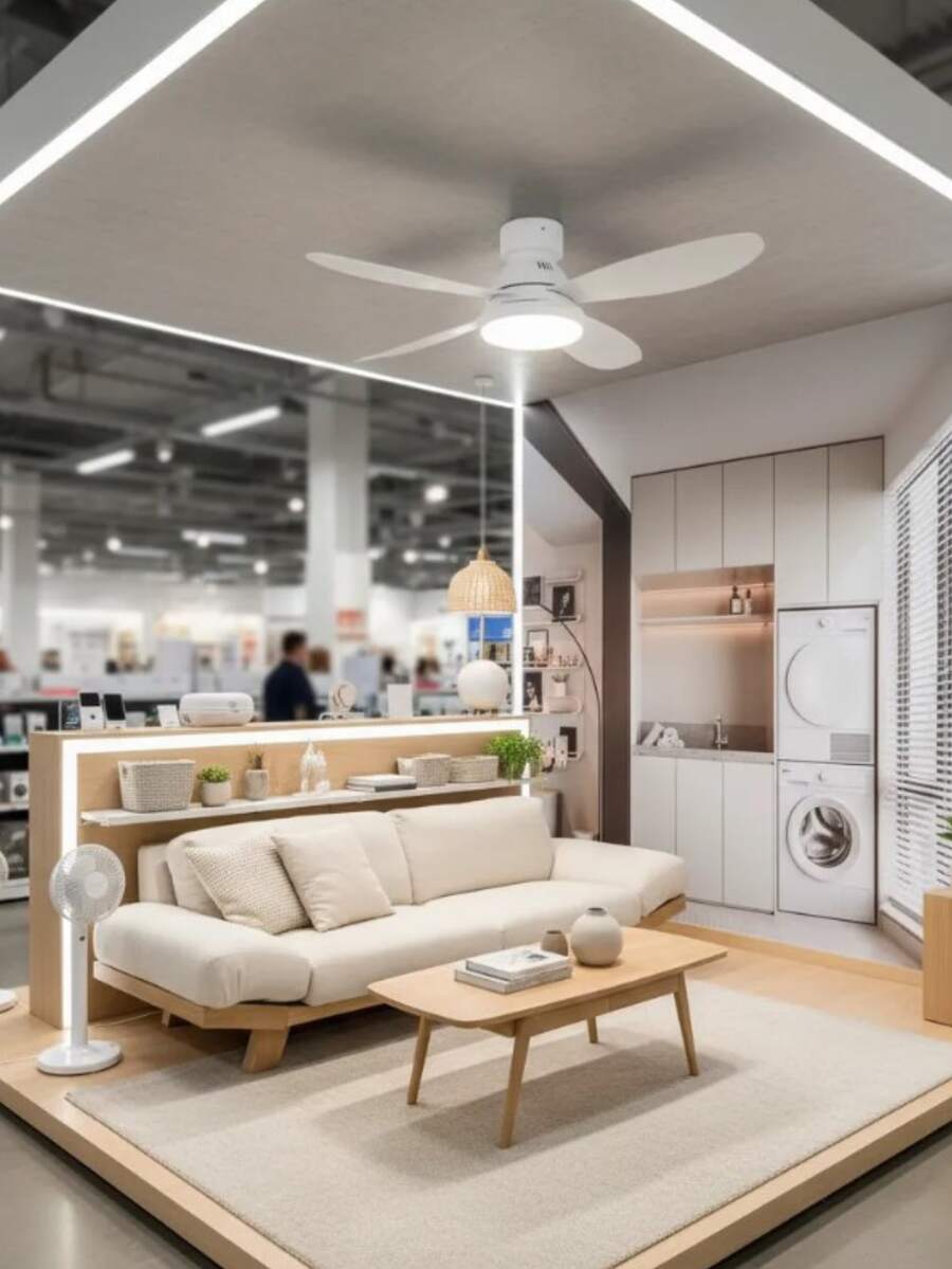Ceiling Fan With LED Light And Remote Control 40W - Adjustable Lighting And Airflow For Bedroom - White - View 1