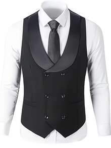 Men's Solid Color Slim Fit Casual Business Suit Vest - Black - View 2