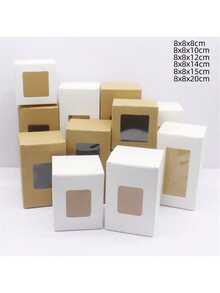 10 piezas de cajas de papel blanco/kraft de 5/6/7/8/9 cm de varios tamaños, cajas de regalo para dulces de boda - Cajas de papel de varios tamaños de 5/6/7/8/9 cm. - Ver 3