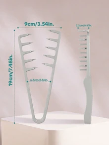 2pcs Wide-Tooth Comb Set - Unisex, Ideal Tool For Creating Voluminous Curly Hair. Textured Handle Suitable For All Hair Types. This Styling Comb Can Lift The Roots To Help Men Create Fluffy Styles And Cover Split Ends; Also Suitable For Bangs Styling - Multicolor - View 6