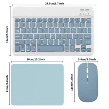 150mAh Portable Wireless Bluetooth Keyboard & Mouse Set, Compatible With Samsung Tablets, Apple IPad (IOS 13+), Android Smartphones, Windows Systems (Misty Blue) - Misty Blue - View 9