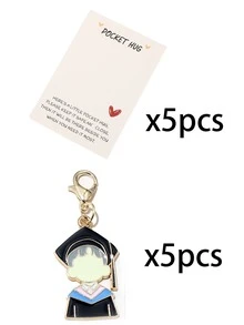 10pcs Graduation Hug Keychain Set, Includes 1pc Graduation Cap Charm And Gown Pendant Keychain, Graduation Party Supplies, Back To School Party Favors - Multicolor - View 4
