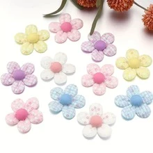 20片手工布艺花朵贴片（颜色随机），包含2种元素，适合DIY手工制作——格子和纯色发夹，也可用于服装、鞋子、帽子和配饰。 - A - 查看 6
