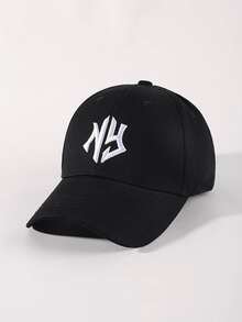 1pc Ladies NY Embroidered Soft Top Baseball Cap - Black - View 10