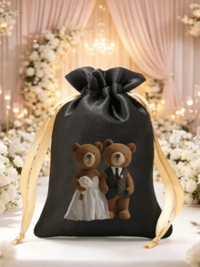 5 piezas de bolsas de regalo de satén con logotipo personalizado, empaque de alta gama para cumpleaños, festividades, bodas - Multicolor - Ver 5