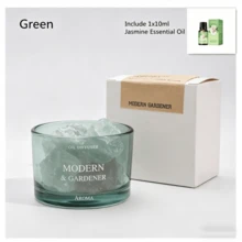 1 pieza Juego de difusor de aroma de jazmín sin llama, difusor de piedra de aceite esencial de lavanda/rosa, difusor de aceite esencial de jazmín, difusor de piedra de fragancia, juego de fragancias para el hogar, difusor para sala de estar/dormitorio/baño, purificador de aire, ayuda para dormir, base de vidrio, rosa/naranja/verde, incluye 1/6 de botella de aceite esencial de jazmín/lavanda/rosa - Jazmín - Ver 15
