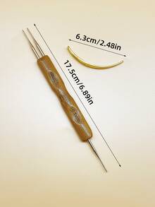 0.5mm/0.75mm 雙規格竹製雙頭鉤針套組附髮夾固定器，一體式雙頭設計免頻繁更換針頭，防滑易操作 DIY 編髮造型多功能手工工具，辮子製作工具組 - 雙頭鉤針 - 查看 10