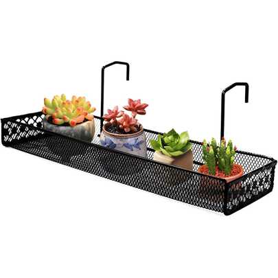 Outdoor Metal Rack For Hanging Succulent Plant Pots, A Small Potted Plant Holder Suitable For Railing On Balcony Or Porch - An Indispensable Tool For Succulent Planting, Perfect For Decorating Balcony, Garden Or Patio
