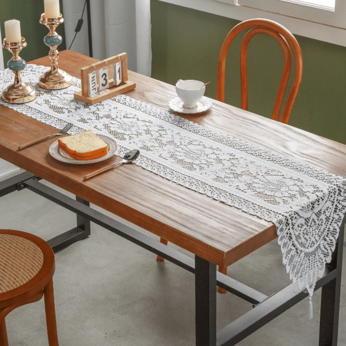 1pc Lace Table Runner, Elegant Vintage, Polyester Material, Multiple ...