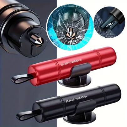 Bộ dụng cụ an toàn ô tô đa năng 2 trong 1 cầm tay, bao gồm dao cắt dây an toàn và dụng cụ phá kính, dùng trong trường hợp khẩn cấp.