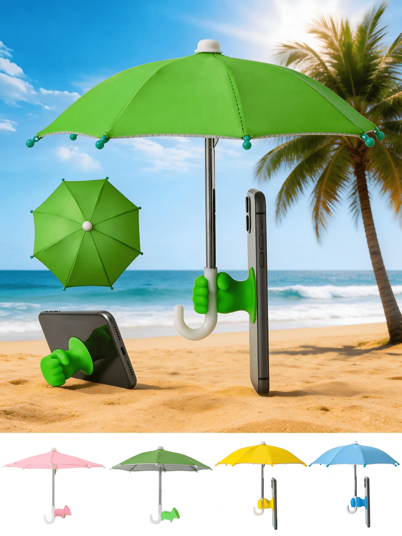 1/2pcs Creative Cute Fist / Pig Shaped Suction Cup Phone Holder, UV Protection Phone Umbrella - Universal Adjustable Cute Holder With Cute Suction Cup, Outdoor Anti-Glare Phone Sunshade, Outdoor Anti-Glare Holder Sunshade, Travel Essential Suitable For Car, Beach, Travel And More Scenarios, Practical Item For Travel Photography And Navigation. - A - View 1