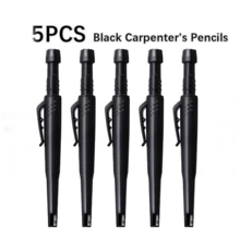 5pcs High Quality Carpenter Pencils, Able To Leave Deep Marks, Built-In Sharpener, Clip Included. Suitable For Woodworkers And Construction Workers. - Multicolor - View 13
