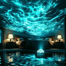 1pc LED Dynamic Wave Projection Light, Galaxy Vortex Effect, 7 Colors USB Remote Control, Suitable For Bedroom Living Room Ceiling Decor - Multi-color light - View 4
