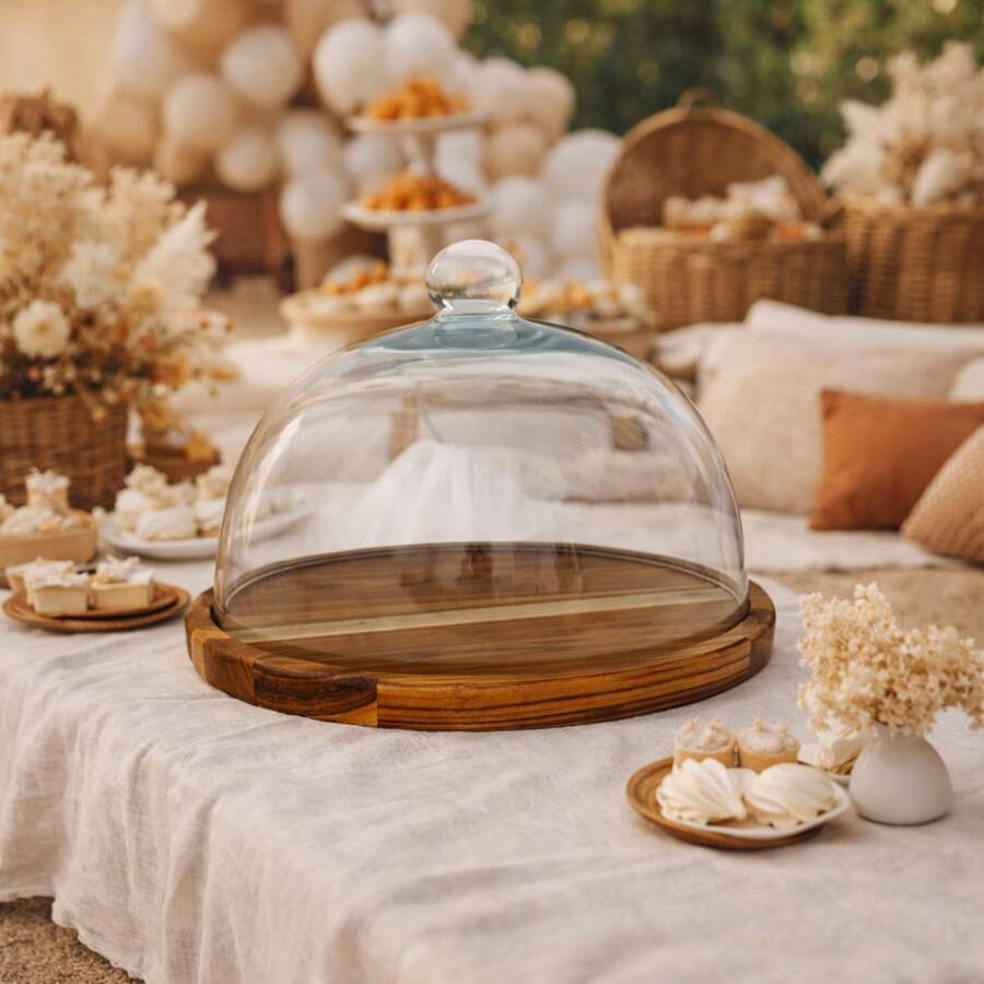 Cake Stand/Sweets/Party Stand, Teak Wood And Glass, Premium - Xem 1