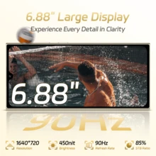 OUKITEL C61 安卓 15 智能手机，无合约，16GB+128GB/1TB 存储，6.88 英寸高清+ 90Hz 屏幕，5150mAh 电池，13MP+5MP 后置摄像头，4G 双卡双待，无锁/指纹识别/OTG/面部识别 - 橘色 - 查看 3