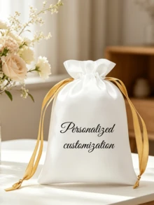 5 piezas de bolsas de regalo de satén con logotipo personalizado, empaque de alta gama para cumpleaños, festividades, bodas - Multicolor - Ver 7