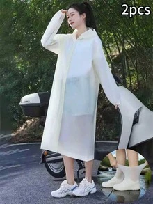1Pc Fashionable Portable All-In-One Hooded Raincoat, Unisex Windproof Waterproof Quick-Drying Breathable, Elastic Cuff With Button Design, Suitable For Outdoor Cycling, Hiking, Campus, Outdoor Essential - Multicolor - View 2
