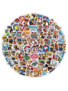Paw Patrol 汪汪队立大功 100 张汪汪队贴纸，美国漫画儿童玩具贴纸，拍拍贴纸，扭蛋创意手账材料，贴纸 - 彩色 - 查看 1